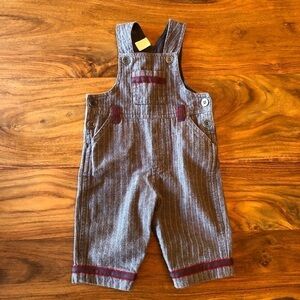 Grey, Red & White Herringbone Overalls with Red & Blue Details